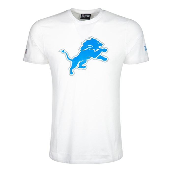Detroit Lions Team Logo Miesten T-paita Valkoinen - New Era Vaatteet Verkossa FI-861975
